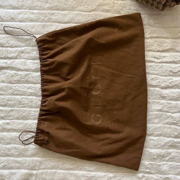 GUCCI Vintage Gg Logo Monogram Handbag Beige White Silver Canvas Leather - Picture 5 of 8